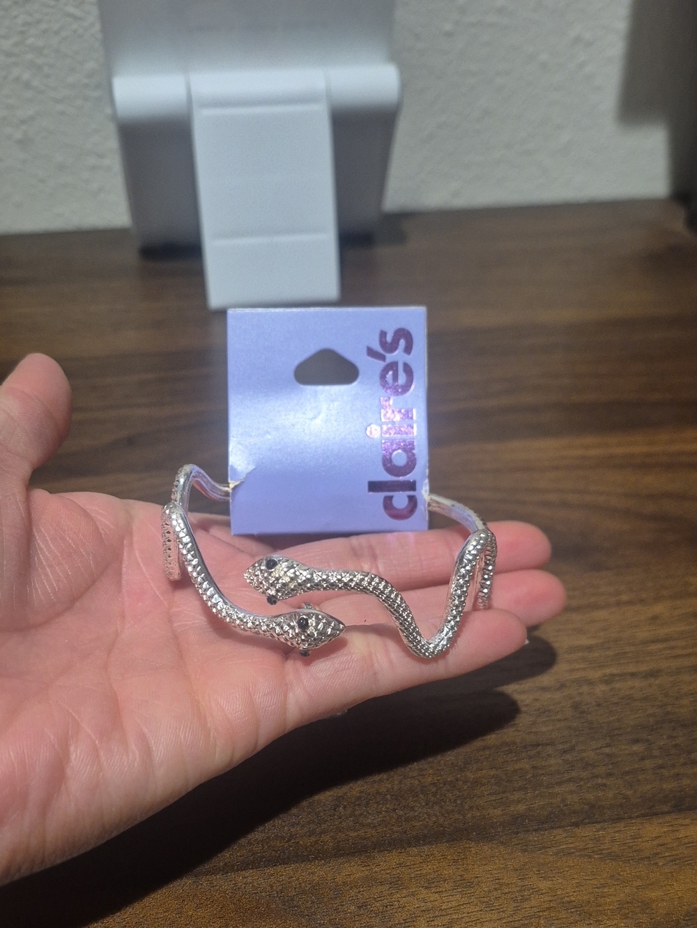 Claire's Silver Rhinestone Snake Cuff Bracelet